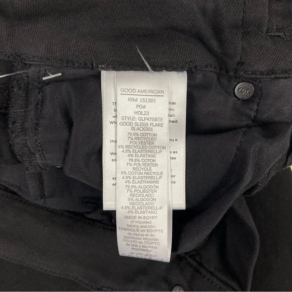 Good American Good Leg Flare Tummy Tech Jeans Size 25 Black - Picture 13 of 15
